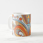 Blumendoodle-Damast, folklorloses Muster. Kaffeetasse (Vorderseite Links)