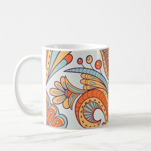 Blumendoodle-Damast, folklorloses Muster. Kaffeetasse (Links)