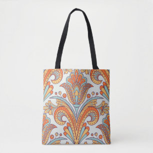 Blumendoodle-Damast, folklorloses Muster. Tasche