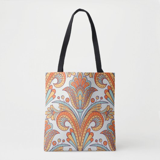 Blumendoodle-Damast, folklorloses Muster. Tasche (Vorderseite)