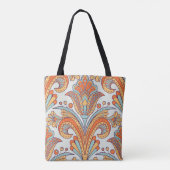 Blumendoodle-Damast, folklorloses Muster. Tasche (Rückseite)