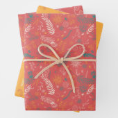Blumendoodle in orange und rot geschenkpapier set (Beispiel)