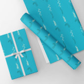 Blumendoodles auf Türkis Geschenkpapier Set