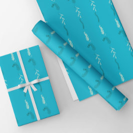 Blumendoodles auf Türkis Geschenkpapier Set