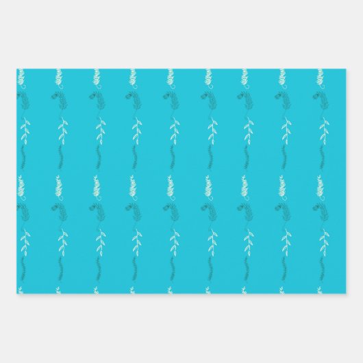 Blumendoodles auf Türkis Geschenkpapier Set (Vorderseite 3)