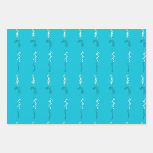 Blumendoodles auf Türkis Geschenkpapier Set (Vorderseite 2)