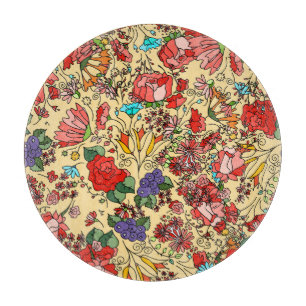 Blumendoodles: dekorative Vintage Karte. Schneidebrett