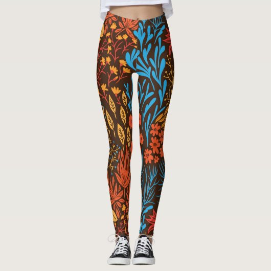 Blumendoodles dunkel leggings (Vorderseite)