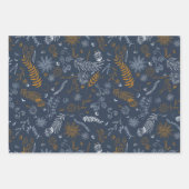 Blumendoodles in blau geschenkpapier set (Vorderseite 3)