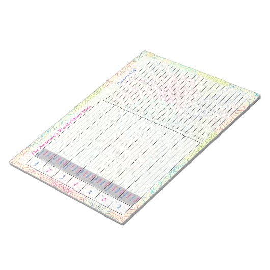 Blumendoodles Personalisiertes Menü Notizblock (angewinkelt)