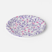 Blumendoodles, rosa und violett pappteller (Schrägansicht)