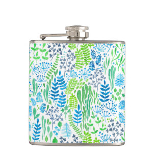 Blumendoodles, weiß flachmann