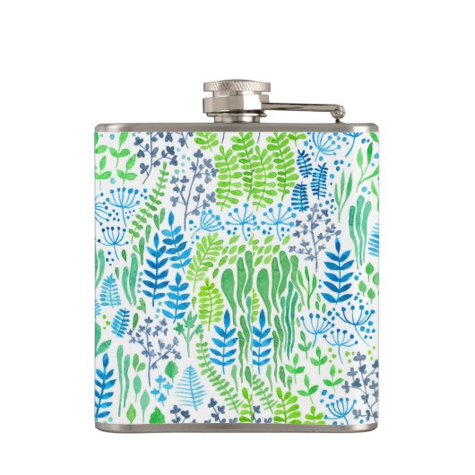 Blumendoodles, weiß flachmann (Rückseite)