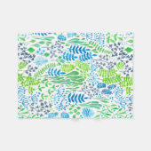 Blumendoodles, weiß fleecedecke (Vorderseite (Horizontal))