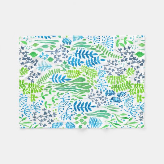 Blumendoodles, weiß fleecedecke (Vorderseite (Horizontal))