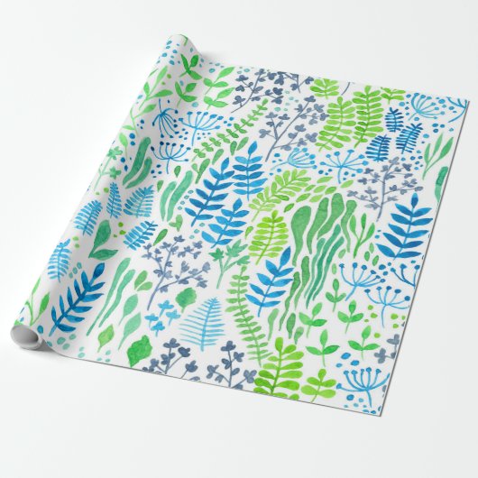 Blumendoodles, weiß geschenkpapier (Ungerollt)