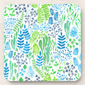 Blumendoodles, weiß getränkeuntersetzer (Vorderseite)