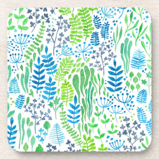 Blumendoodles, weiß getränkeuntersetzer (Vorderseite)