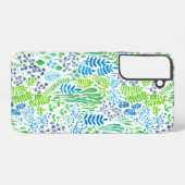 Blumendoodles, weiß samsung galaxy hülle (Rückseite (Horizontal))