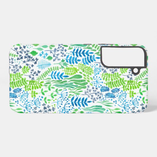 Blumendoodles, weiß samsung galaxy hülle (Rückseite (Horizontal))