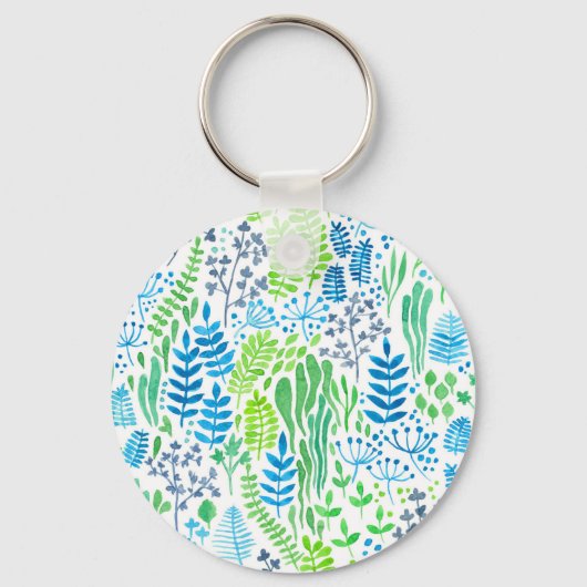 Blumendoodles, weiß schlüsselanhänger (Vorderseite)