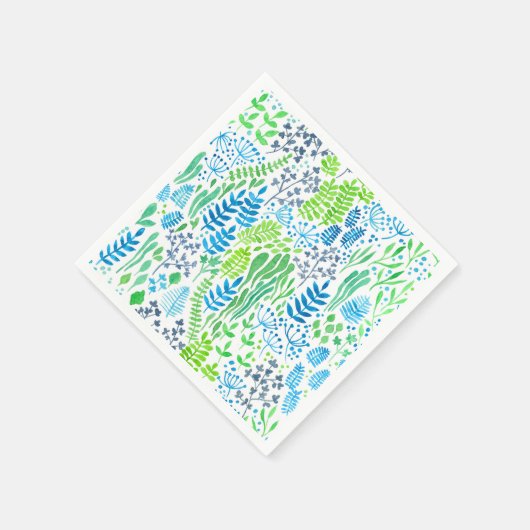 Blumendoodles, weiß serviette (Ecke)