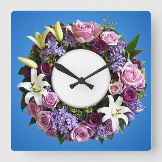 Blumendrainhalterung Quadratische Wanduhr (Vorderseite)