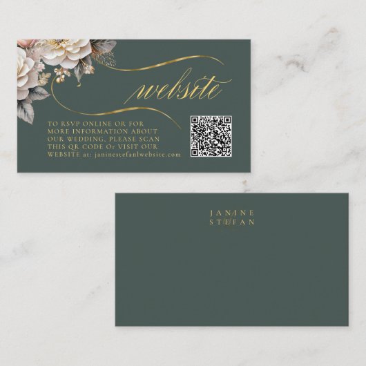 Blumendrama Hochzeit QR Code Green ID1022 Begleitkarte (Vorne/Hinten)