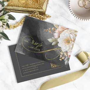 Blumendrama Hochzeit QR Code Kohle ID1022 RSVP Karte
