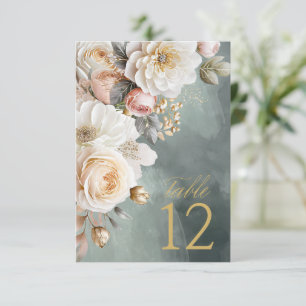 Blumendrama Hochzeit Tischnummer Grün ID1022