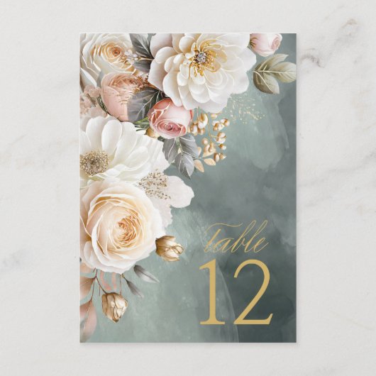 Blumendrama Hochzeit Tischnummer Grün ID1022 (Rückseite)