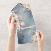 Blumendrama Wedding Blue ID1022 All In One Einladung (Abreißen)