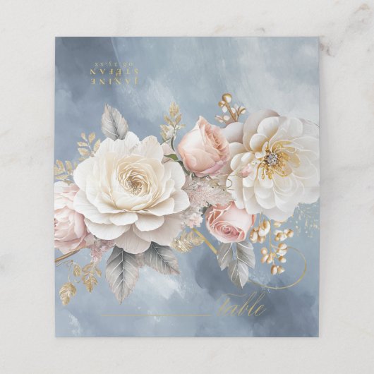 Blumendrama Wedding Blue ID1022 Platzkarte (Außenseite Aufgefaltet)