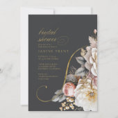 Blumendrama Wedding Brautparty Charcoal-ID1022 Einladung (Vorderseite)