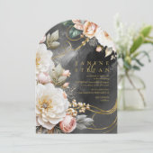 Blumendrama Wedding Charcoal Arch ID1022 Einladung (Stehend Vorderseite)