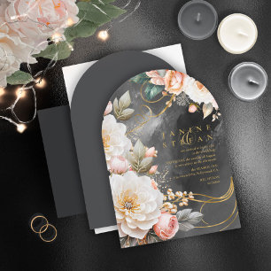Blumendrama Wedding Charcoal Arch ID1022 Einladung