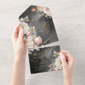 Blumendrama Wedding Charcoal-ID1022 All In One Einladung (Abreißen)