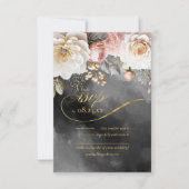 Blumendrama Wedding Charcoal-ID1022 RSVP Karte (Vorderseite)