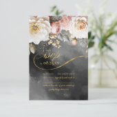 Blumendrama Wedding Charcoal-ID1022 RSVP Karte (Stehend Vorderseite)