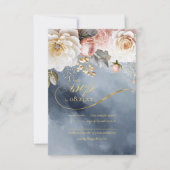 Blumendrama Wedding Dusty Blue ID1022 RSVP Karte (Vorderseite)