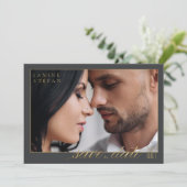 Blumendrama Wedding Foto Charcoal-ID1022 Save The Date (Stehend Vorderseite)