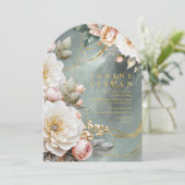 Blumendrama Wedding Green Arch ID1022 Einladung (Stehend Vorderseite)