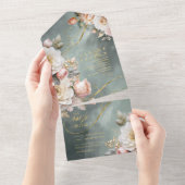Blumendrama Wedding Green ID1022 All In One Einladung (Abreißen)