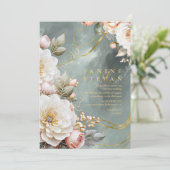 Blumendrama Wedding Green ID1022 Einladung (Stehend Vorderseite)