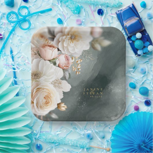 Blumendrama Wedding Green ID1022 Pappteller (Party)