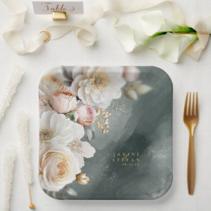 Blumendrama Wedding Green ID1022 Pappteller