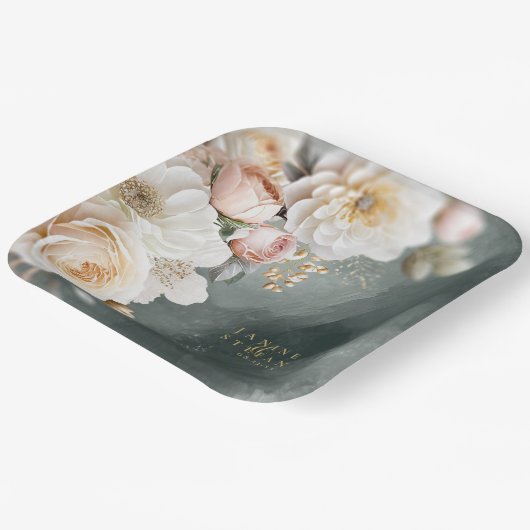 Blumendrama Wedding Green ID1022 Pappteller (Gewinkelt)