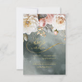 Blumendrama Wedding Green ID1022 RSVP Karte (Vorderseite)