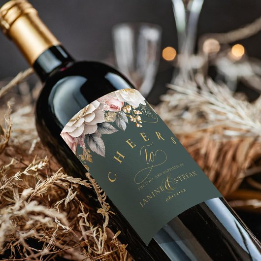 Blumendrama Wedding Green ID1022 Weinetikett