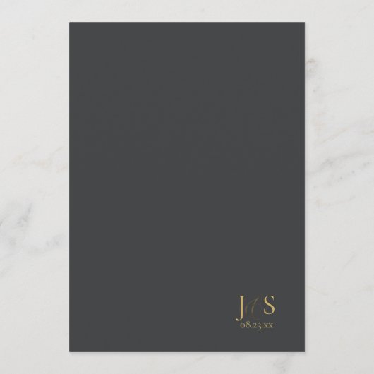 Blumendrama Wedding Menu, Kohle ID1022 Menükarte (Rückseite)